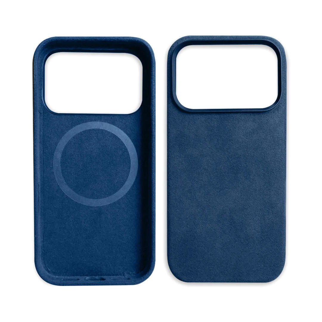 alcantara elegance premium iphone case luxurious texture dark blue alcantara iphone case exterior interior magsafe