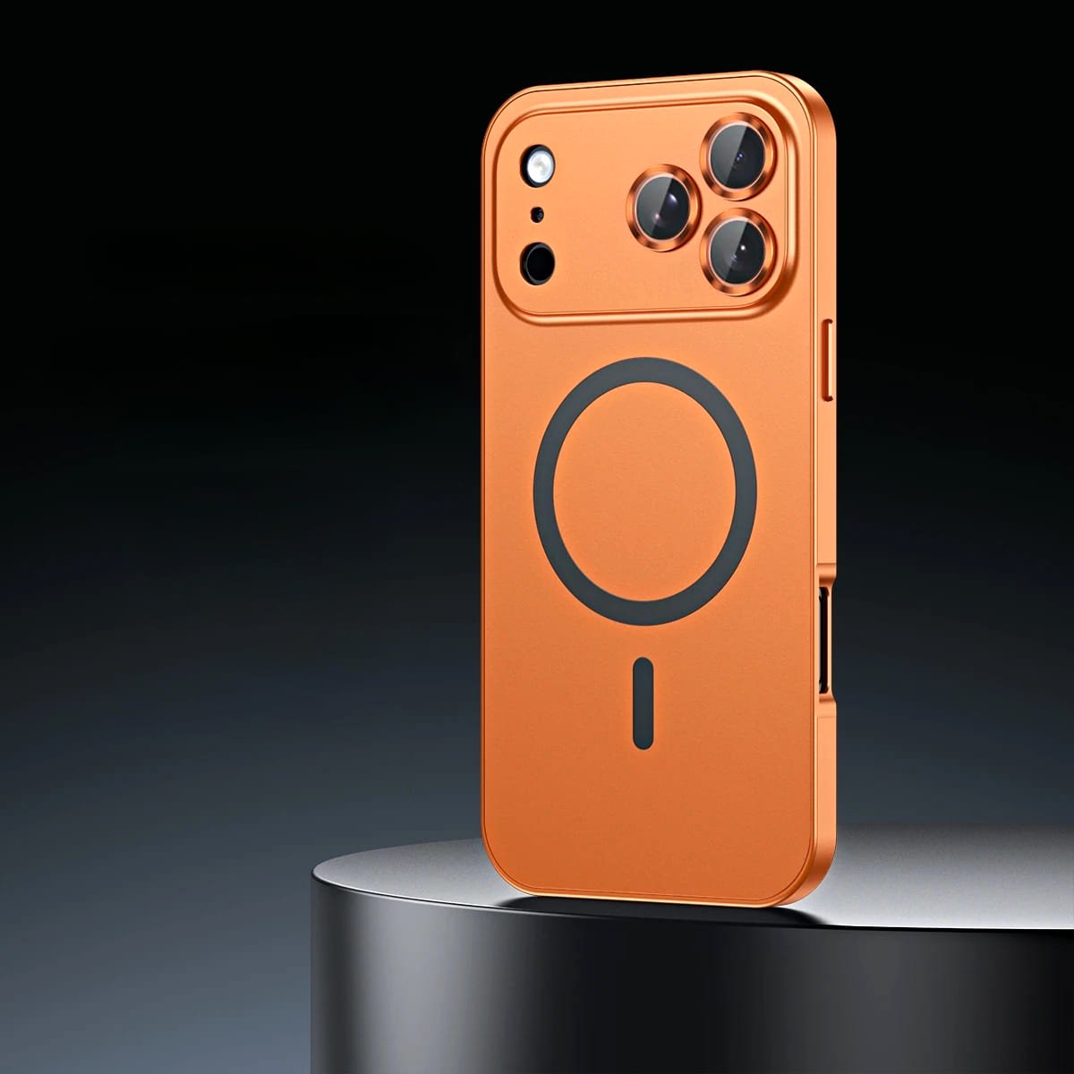 Aluminum Luxe Premium iPhone Case Snap Lock Feature back side view cosmic orange magsafe case iphone 17 pro max