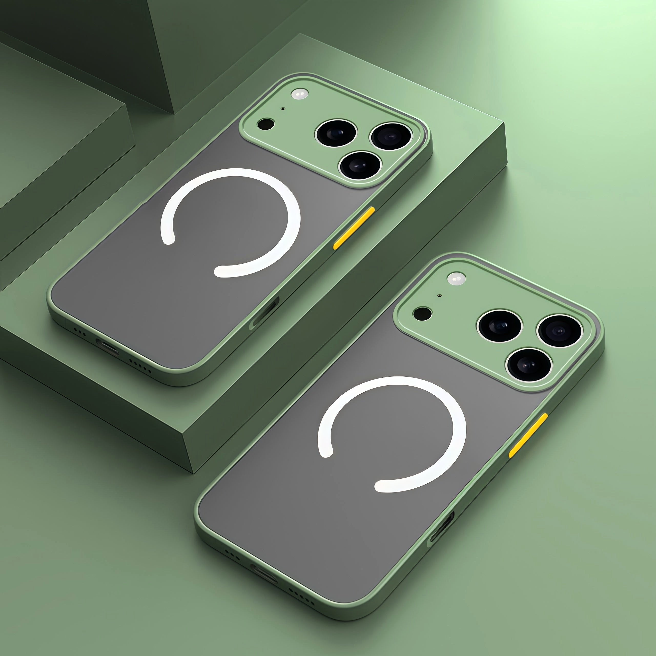 Aurora Shield two light green matte magsafe compatible iphone cases