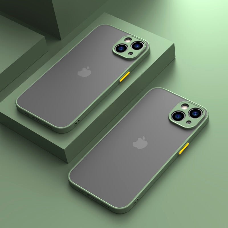 Elysian Shield Shockproof Matte iPhone Case Sleek Finish light green iPhone 15 Pro Max cases yellow buttons