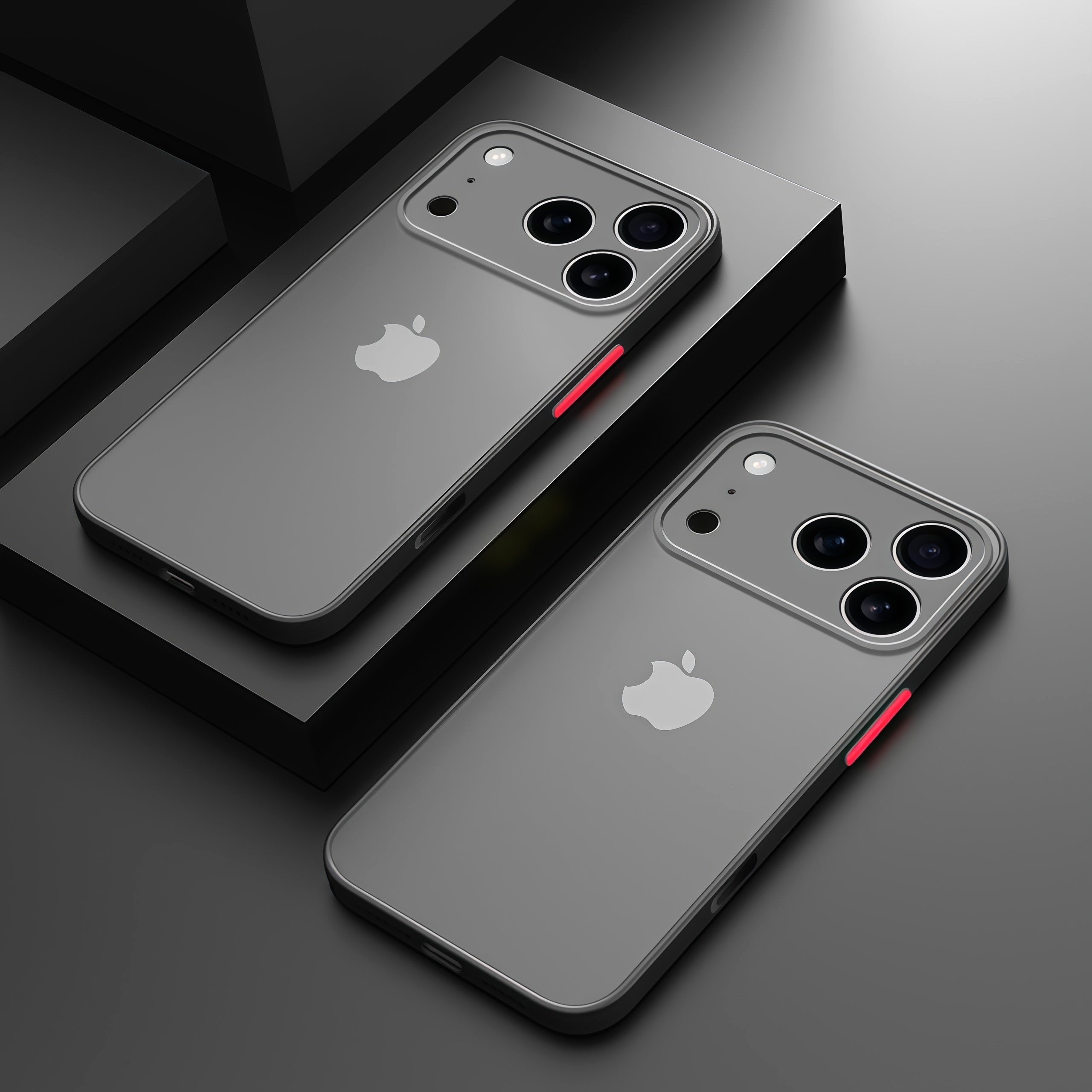 Elysian Shield Shockproof Matte iPhone Case Sleek Finish two black cases translucent gray back red buttons black blocks