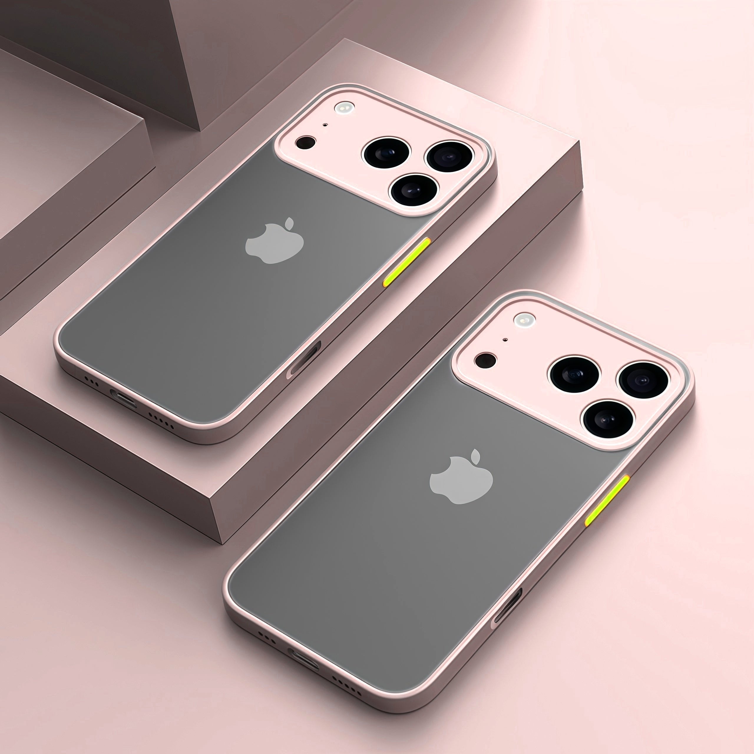 Elysian Shield Shockproof Matte iPhone Case Sleek Finish two pink cases iphone 16 pro max pink background