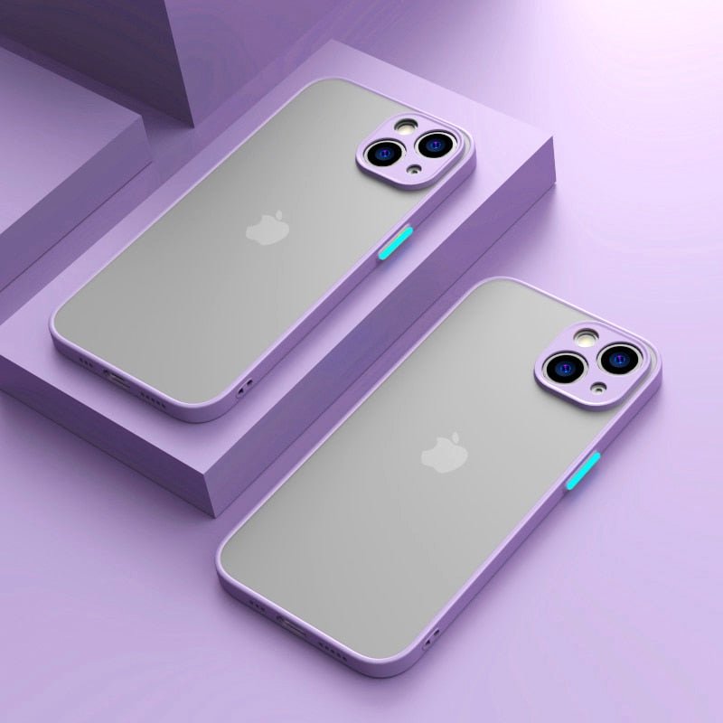 Elysian Shield Shockproof Matte iPhone Case Sleek Finish two purple cases iphone 14 pro max purple background
