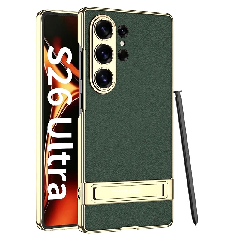 Luxe Shield Slim Hard Samsung Case Kickstand green gold trim kickstand s pen