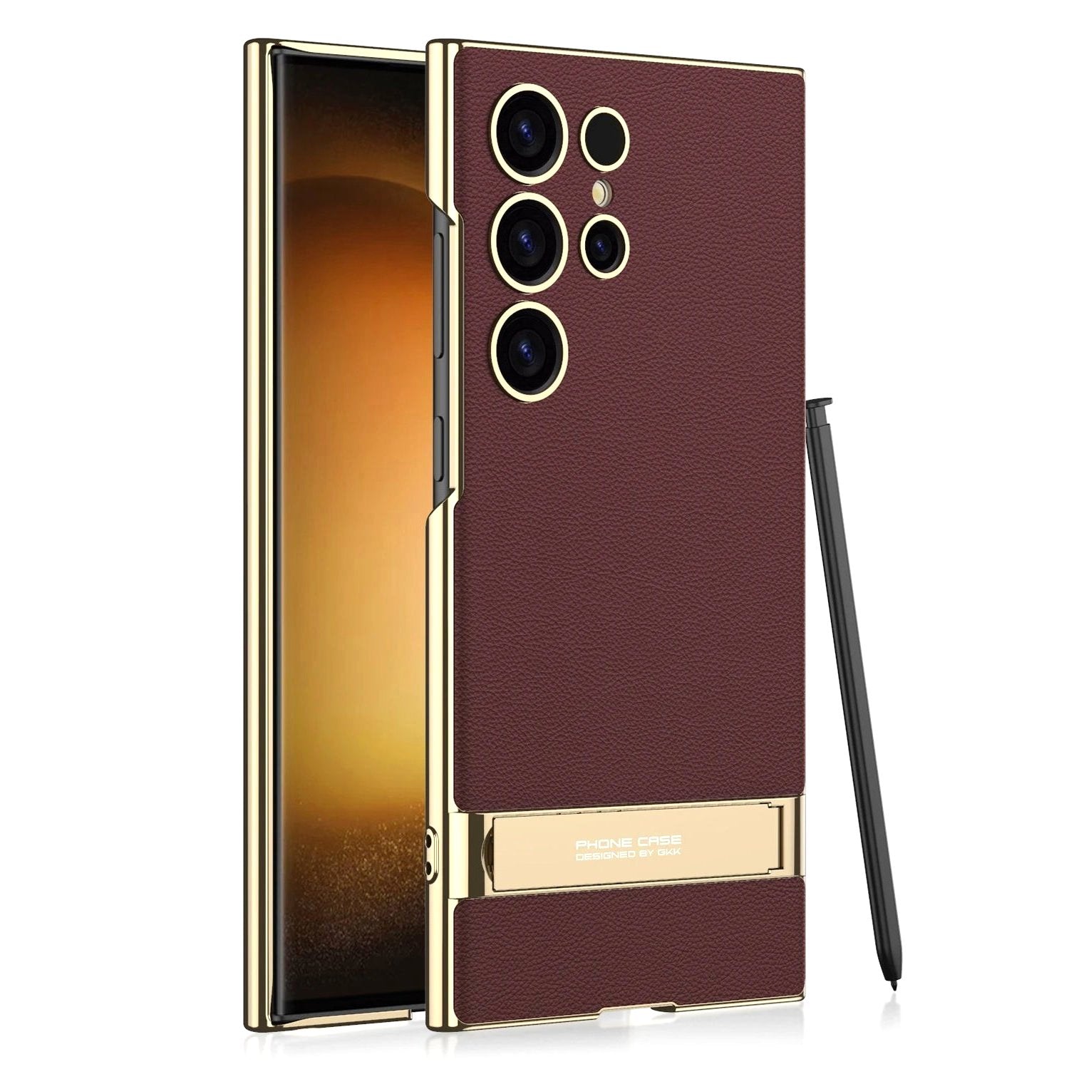 Luxe Shield Slim Hard Samsung Case Kickstand red gold trim kickstand s pen