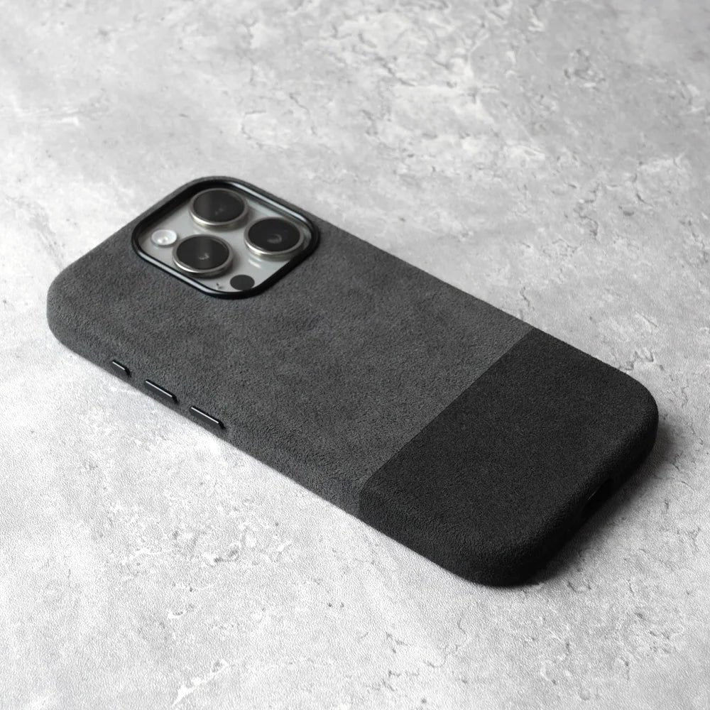Alcantara Elegance Premium iPhone Case Luxurious Texture dual dark gray case phone back textured surface