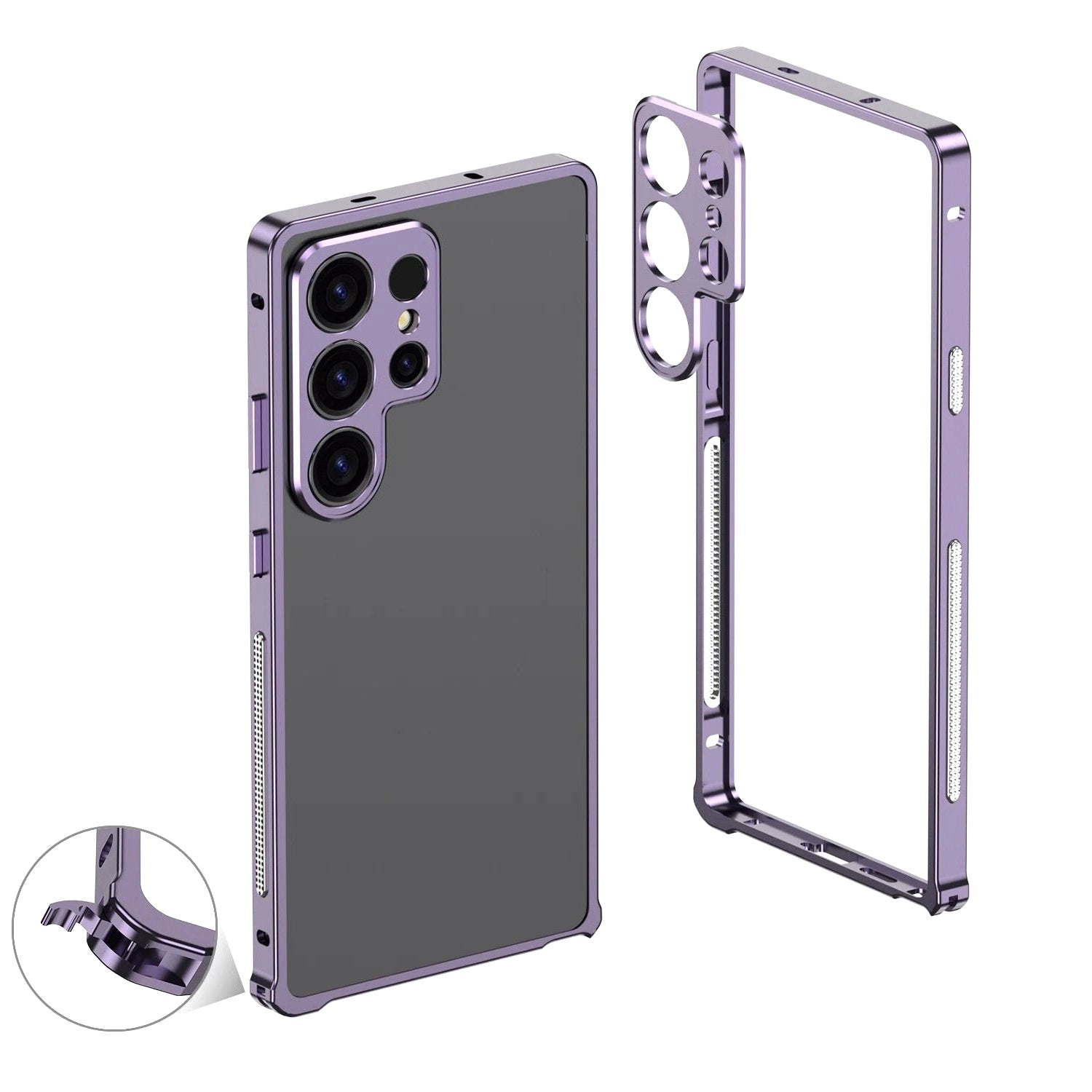 Aurum Shield Aluminum Metal Bumper Case Luxe Finish Samsung purple bumper case disassembled phone detail latch